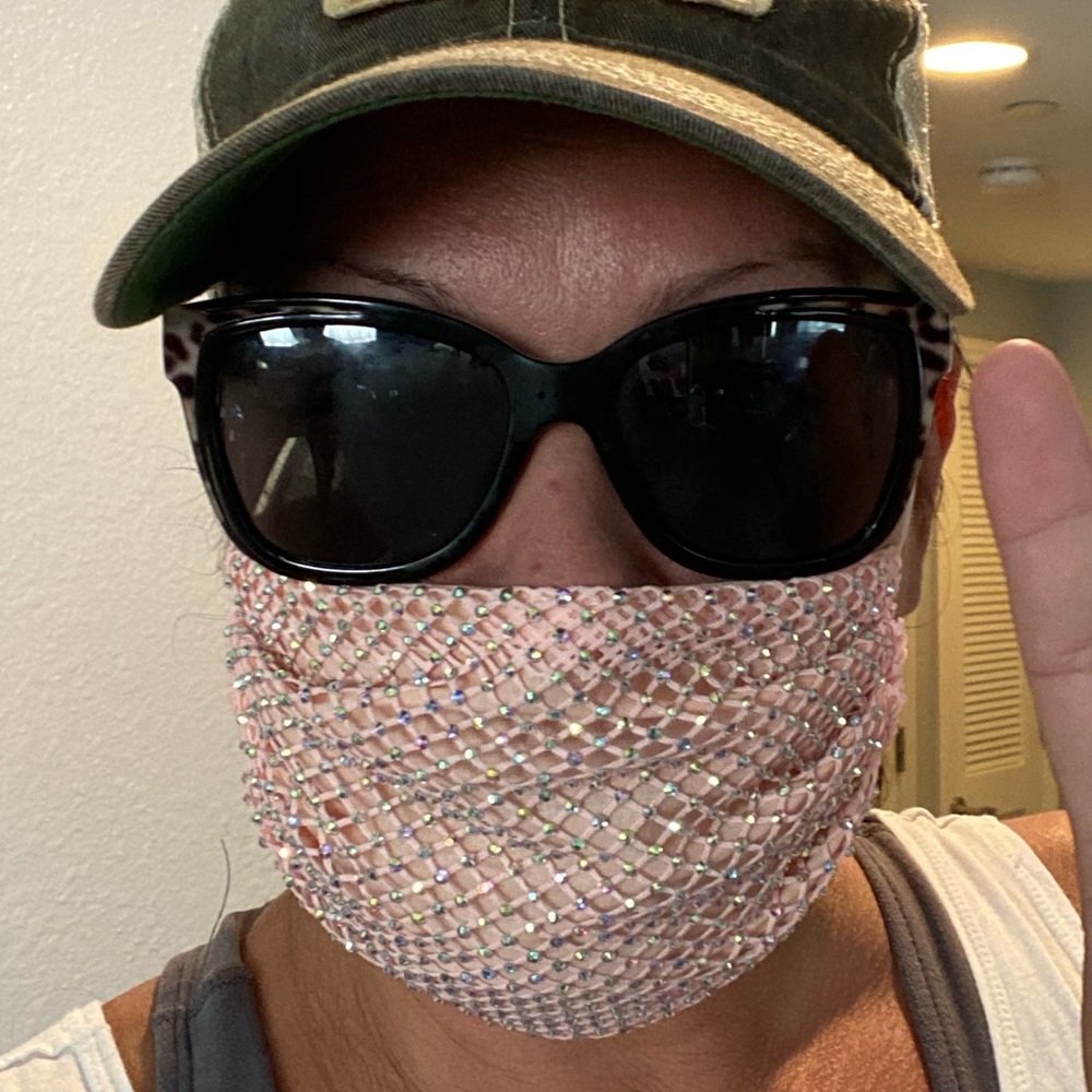 Adjustable Rhinestone Bling lined Mesh Masks - Picture 8 of 9